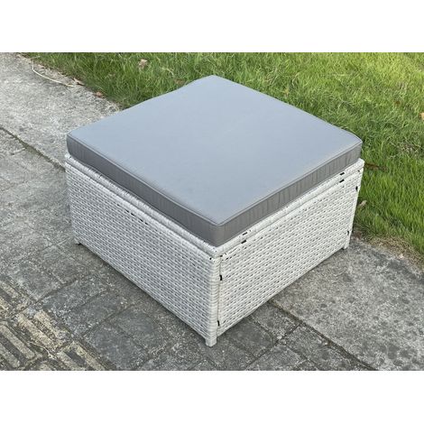 Fimous Mobilier de jardin extérieur Grand Tabourets Gris Clair Tabourets PE Rotin Repose-Pied (1/3)