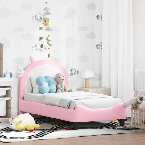Kinderbettgestell mit Kopfteil mit Kopfteil Rosa 70 x 140 cm PU