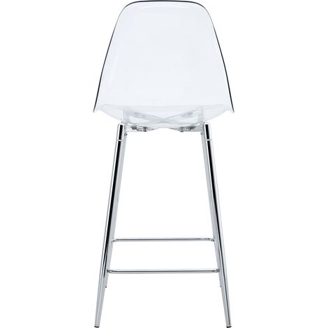 Lot de 2 tabourets de bar transparents avec structure métallique argentée, dorée ou noire, design moderne pour cuisine ou bar (1/5)