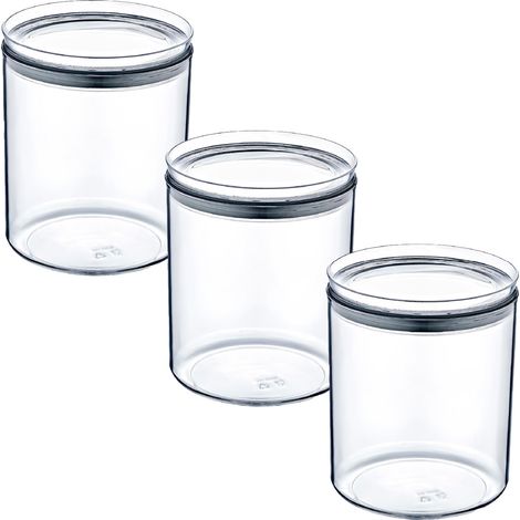 Confezione da 3 contenitori per alimenti ermetici rotondi di medie dimensioni Ø10,5x13 cm 7house