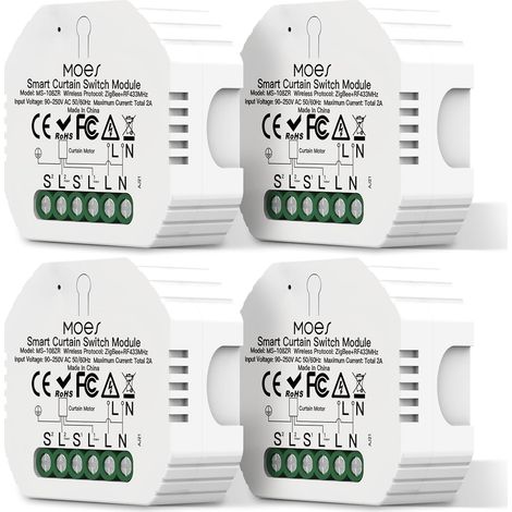 ZigBee Module de commutateur de rideau intelligent pour moteur de volet roulant électrique motorisé, ZigBee Hub erforderlich, compatible avec Echo,4PCS (1/5)