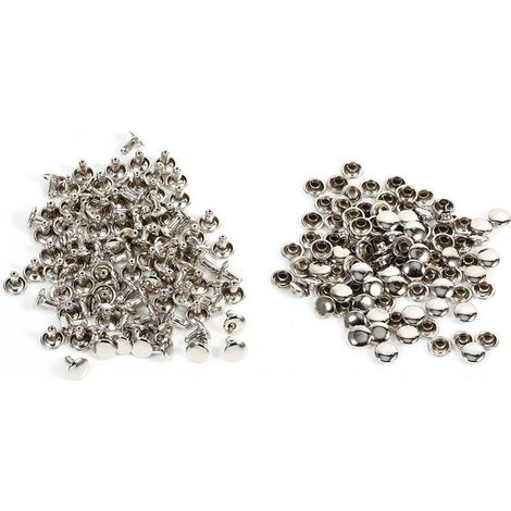 100 Pièces de Rivets à Double Capsule 8x8mm pour Travail du Cuir et Réparations, Décoration à Pointes Métalliques (Argent) (1/5)