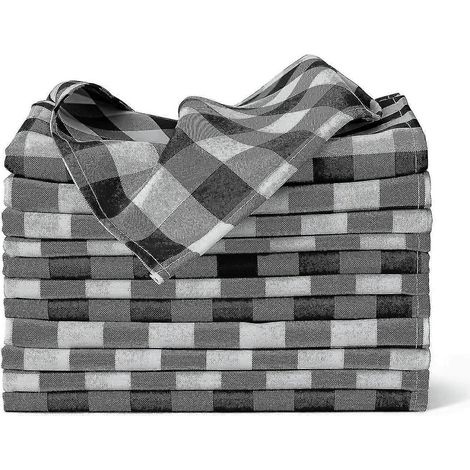 Serviettes de table à carreaux Buffalo 43 x 43 cm - Lot de 15 serviettes de table à carreaux noirs (1/5)