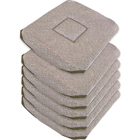 Set 6 Cuscini Sedia Cotone Con Alette Lavabili Morbidi Universali Moderni Coprisedia Maculati - Marrone