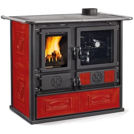 Cuisinière à bois raccordable - LA NORDICA Rosa 5.0 Ceramica 8.8 kW Bordeaux