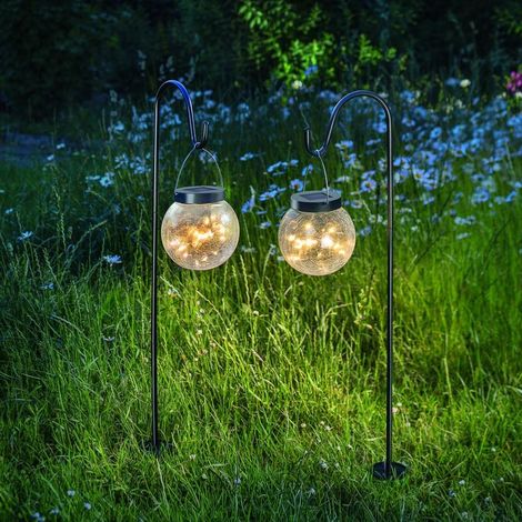 Ensemble de lampes solaires suspendues en mosaïque de verre blanc chaud Jardin de lumières solaires, esotec 102314