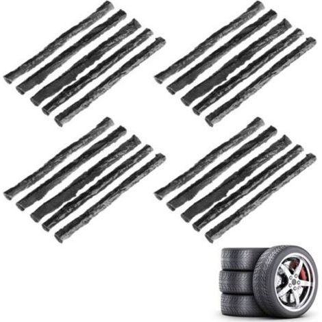 Kit Réparation Pneu,20 Mèches Réparation Pneu,Bandes de Réparation,Kit Réparation Pneu Voiture,Kit Réparation Pneu Tubeless, Bandes de Réparation de Pneu,pour Voiture,Camionnette,Moto,Noir (1/5)