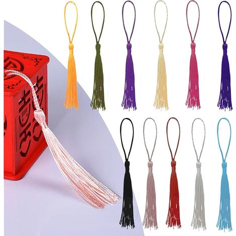 Lot de 330 mini pompons en soie faits main – 11 couleurs – Pour la création de bijoux, marque-pages souvenirs – Avec boucle – Décoration intérieure (330) (1/5)