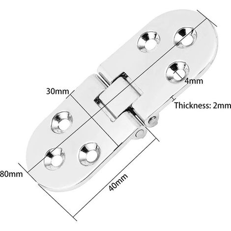 4 PCS Charnières de Table Pliantes,180 Degrés Charnière de Table Pliante à Alliage Zinc Arrondis,Charnière Flip Pliable vis non incluses(Argent)