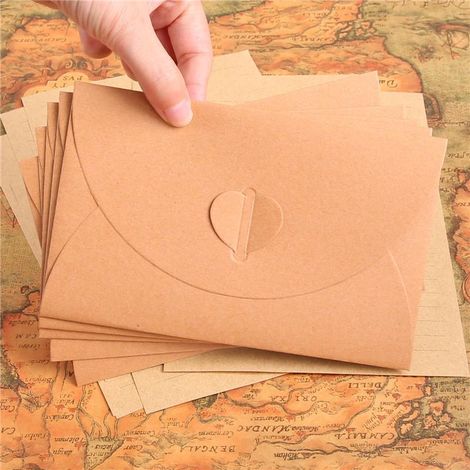 30 pièces (17,5×11 cm) enveloppes créatives rondes motif amour en papier kraft rétro, pochettes romantiques pour lettres, cartes postales et décoration (hors papeterie et autres articles) (1/5)