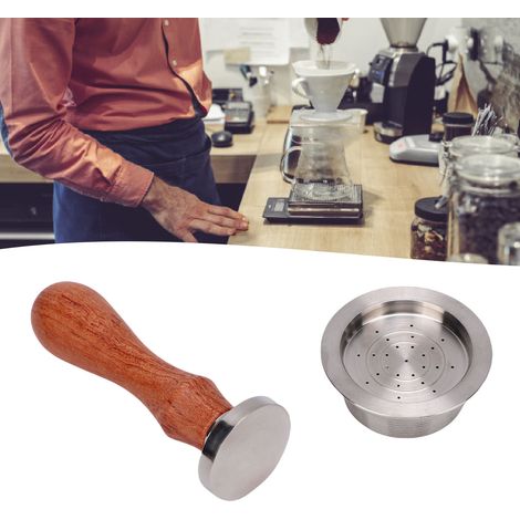 Cápsula de café reutilizable, compatible con las cafeteras Lavazza Mio: filtro de acero inoxidable con émbolo, cepillo y cuchara. (1/5)