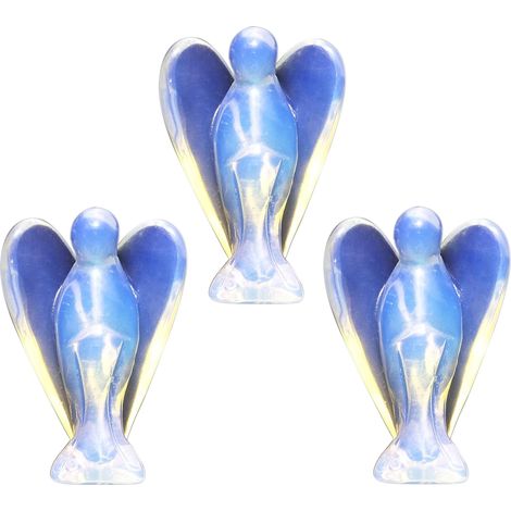 Lot de 3 Statues Ange Gardien Opalite Format Poche Autoportant Méditation Décoration Intérieur (1/5)