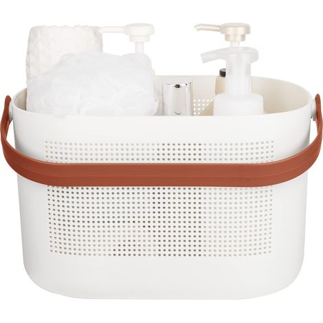 Panier De Rangement En Plastique - Poignées Mobiles - Trous D’Évacuation - Pour Salle De Bain Cuisine Chambre - 28 x 19 x 18 cm - Lot De 1