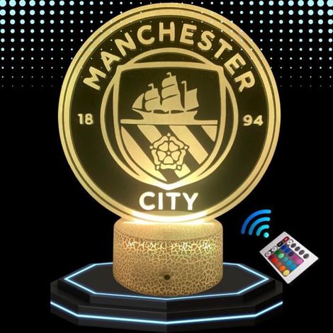 Lampe de Chevet 3D LED Manchester City Football, Veilleuse changement de Couleurs, Lampe Tactile Bureau et Chambre, Idée cadeau (1/4)