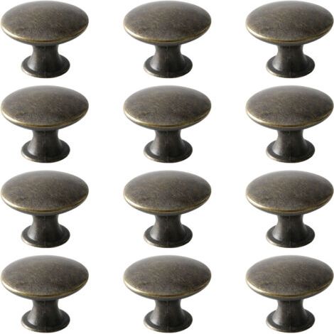 Türknöpfe, Schubladenknöpfe, Möbelknöpfe, runde Schrankknöpfe, antike Messingknöpfe, Vintage Chic Griffe, Kleiderschrankknöpfe für Küche Schlafzimmer (12, Bronze) (1/5)