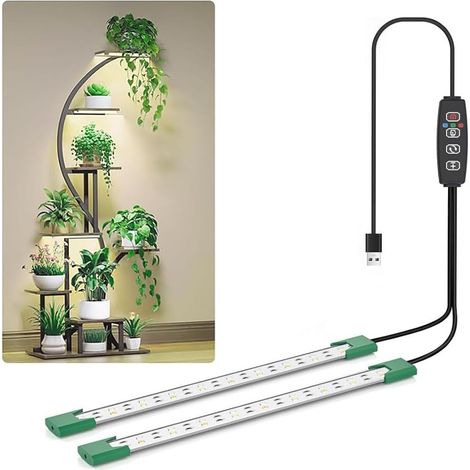 LED Grow Strip Light, Full Spectrum Dimmable Plant Growing Lamp Bars with Auto ON/Off Timer, 40 LED, 4 Dimmable Levels for Indoor Greenhouse, Sunlight (1/5)