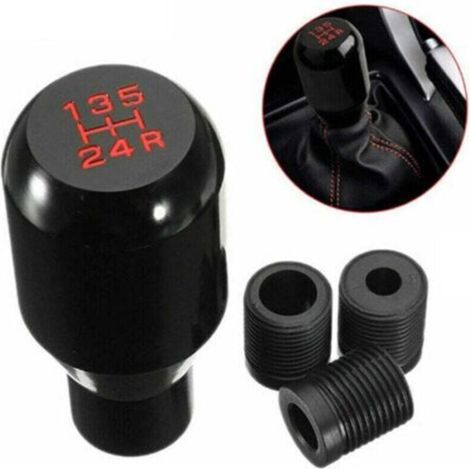 Pommeaux de Leviers de Vitesse, XU, Universel 5 Vitesses Pommeau de Vitesse, Métal de Manuel Levier de Vitesse avec 3 Adaptateurs 8mm 10mm 12mm pour Les Voitures Manuelles-Noir - (1/4)