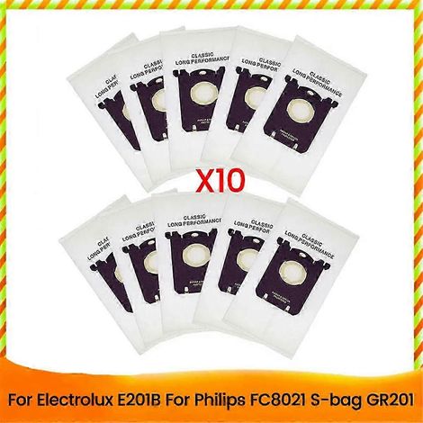 Lot de 10 sacs à poussière pour aspirateurs E201B, FC8021 et GR201, compatibles avec les modèles FC9000 et FC9049. (1/5)
