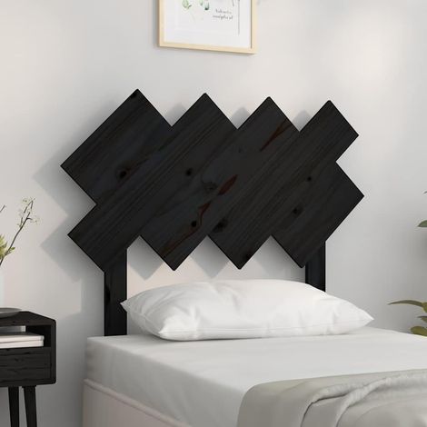 vidaXL Cabecero de cama madera maciza de pino negro 92x3x81 cm (1/5)