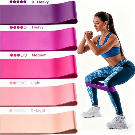 Set mit 5 Fitnessbändern, Widerstandsbändern, Gymnastikbändern, Sport-Widerstandsbändern (1/5)