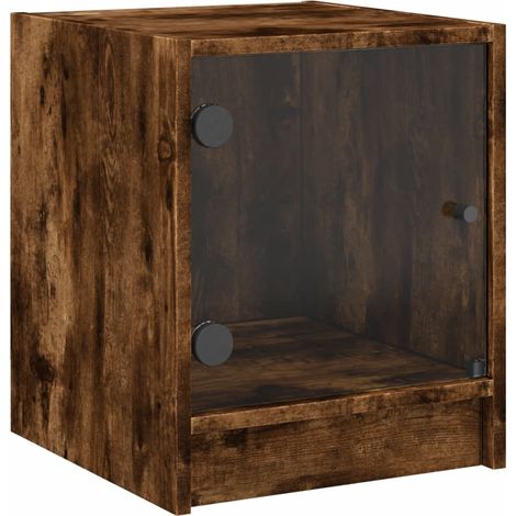 Maison Exclusive - Nachttisch mit Glastür Räuchereiche 35x37x42 c
