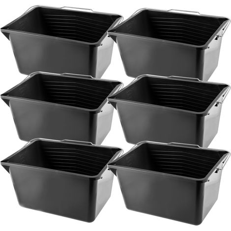 KADAX Farbeimer aus Kunststoff, Wassereimer, Putzeimer 12L, Schwarz, 6 Stück