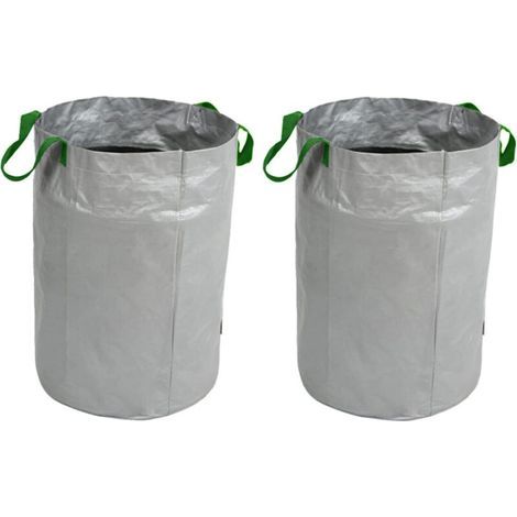 Lntyq Sac Jardin Déchet, 2 Pièces Sac à Ordures de Jardin Pliable et Réutilisable avec Poignée (Argent 100L, 45x63CM) (1/5)