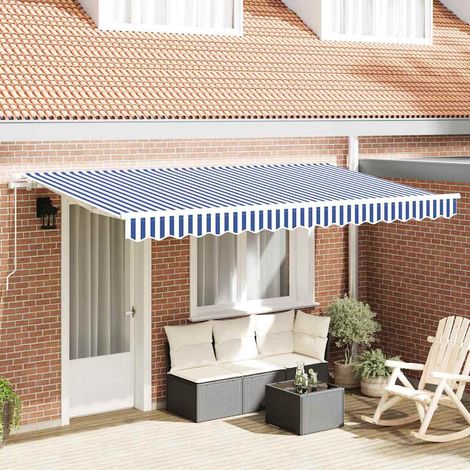 Auvent Rétractable-Store banne Bleu 400 x 200 cm tissu 298548 (1/5)