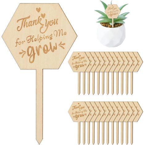 24 étiquettes de plantes en bois, merci de m'avoir aidé à cultiver des marqueurs de plantes décoratifs respectueux de l'environnement (1/5)