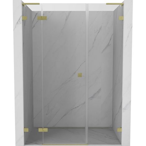 Mexen Lunar L porte de douche pivotante gauche 160 cm transparent, or brossé - 834SL-160-050-55-00-L (1/5)