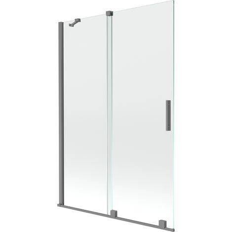Paroi de baignoire coulissante à 2 volets Mexen Velar 120 x 150 cm, transparent, métal canon - 896-120-000-01-95 (1/2)