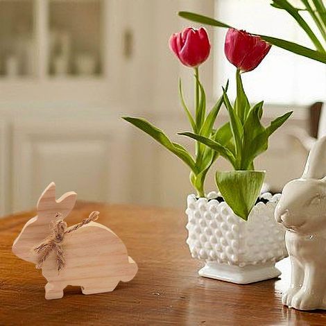 Etagere aus Holz mit Osterhase – Tischdekoration aus Holz – Großer Holzhase – Frühlings- und Osterdekoration für DIY-Projekte, Partys, Büros, Wohnungen, Klassenzimmer (1/3)