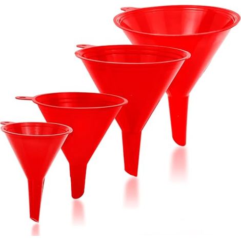 Entonnoir rouge en 4 tailles différentes (122, 101, 76 et 50 mm)  Entonnoir en plastique durable de qualité alimentaire pour remplir des bouteilles ou des récipients avec porte-anneaux – pour (1/5)