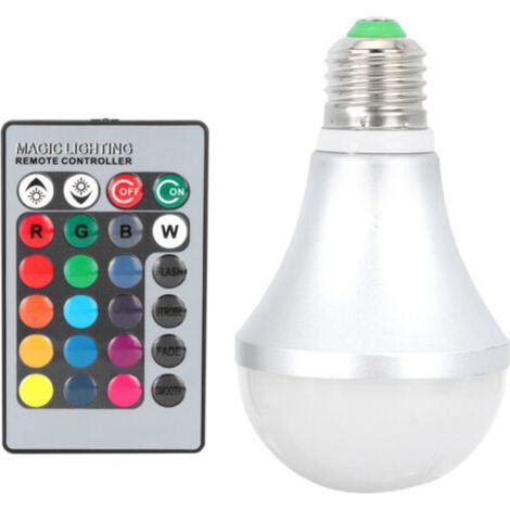 Ampoule LED RGBW 10W E27, bande lumineuse colorée pour fêtes et festivals, avec télécommande et fonction de changement de couleur (1/5)