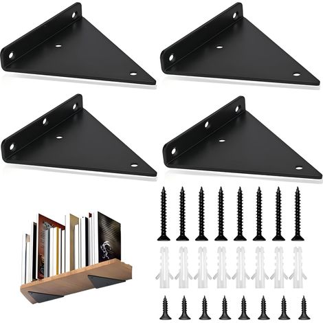 Lot de 4 Support Etagere Triangle, Supports D'étagère Flottant en Fer, Support Étagère Mural en Métal Pour Étagères Ouvertes de Bricolage - 13x14CM