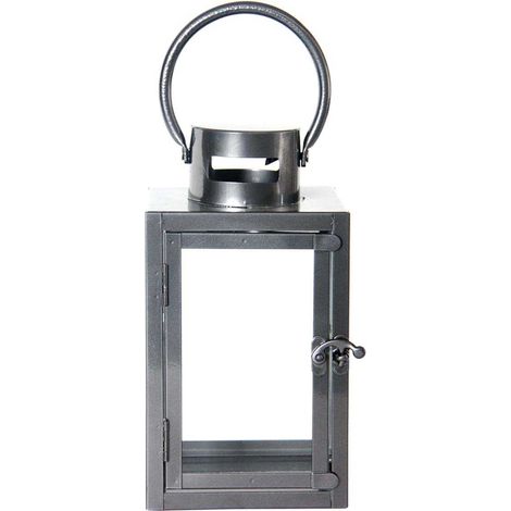 Lanterne en fer anthracite et verre 12 x 12 x 23 cm (1/2)