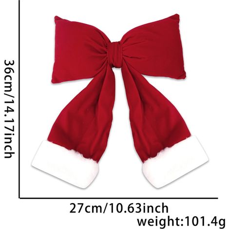Nœud Papillon De Noël - Décor Tridimensionnel En Velours Rouge - Pour Arbre De Noël Mur Ou Extérieur - 27 Cm - 1 Pièce (1/5)