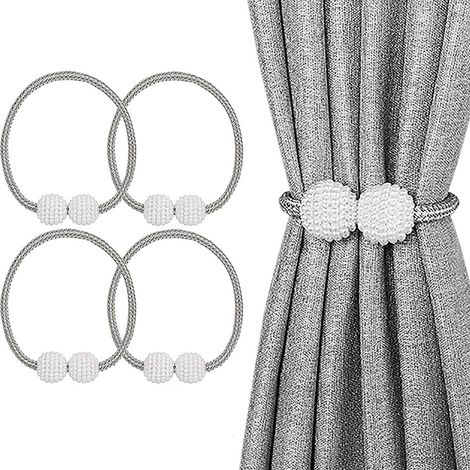 Lntyq Magnetische Vorhang-Raffhalter für Vorhänge, Gardinen und Magnet-Raffhalter, für Heimdekoration, Büro, Hotelfensterdekoration (grau), 4 Stück (1/5)