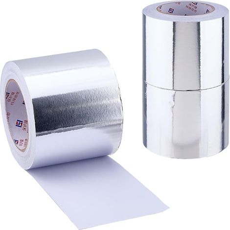 Lot de 3 rouleaux de ruban adhésif en aluminium en vrac - 9,4 x 164 m - Argenté - Haute température - Pour la réparation des conduits d'aération, l'étanchéité des rustines, les conduits (1/5)