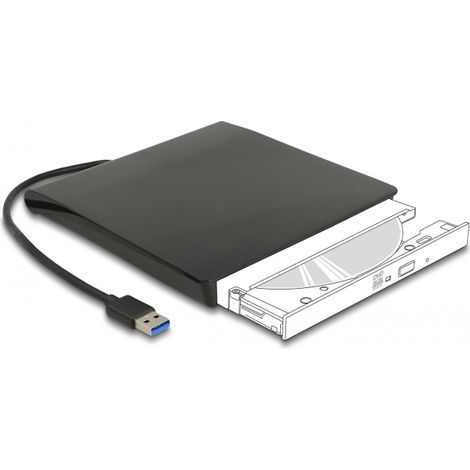 Delock Carcasa externa para unidad Slim SATA de 5.25, 12,7 mm a SuperSpeed USB 5 Gbps Tipo-A macho