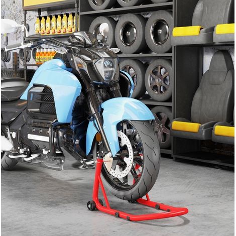 Set di cavalletti paddock moto anteriore/posteriore in acciaio rosso OKMYHOME (1/5)