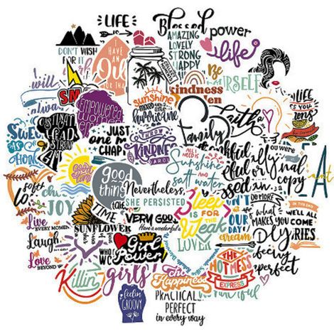 Lot de 100 autocollants, citations motivantes, imperméables, polypropylène, pour ordinateur portable, bouteille d'eau, scrapbooking（Q3 : Nouveaux produits pour le mois d'août） (1/5)