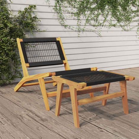 vidaXL Chaise de jardin et repose-pieds Bois teck solide et polyester (1/5)