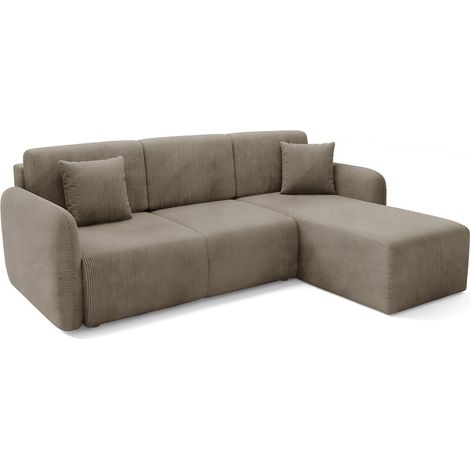 Ecksofa mit Bettfunktion Ranco, Stauraum, reversibel, verstellbar, 245x185 cm, Taubengrau\