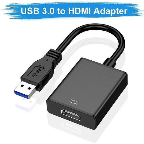 Adaptateur USB vers HDMI 1080p, convertisseur USB 3.0 vers HDMI, câble adaptateur audio/vidéo externe pour PC portable ( ) (1/5)
