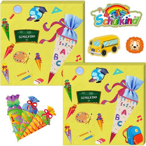 Set tovaglioli ritorno a scuola 40 pezzi e 6 fogli adesivi (1/5)