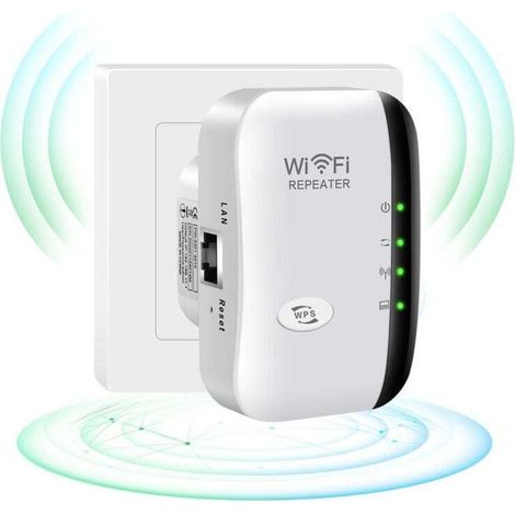 Amplificateur WiFi. Amplificateur Internet sans fil 2.4 G pour la Maison 300 Mbps Super boost Répéteur de Portée Wi-Fi Répéteur d'Amplificateur de signal WLAN. Configuration et couverture faciles.OUYL (1/5)