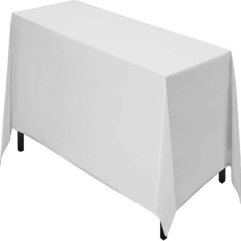 Tafelkleed - Polyester - 180 x 300 cm - Blanc - Résistant à l'eau et aux taches - Pour table à manger salle à manger terrasse événement - 1 pièce (1/5)