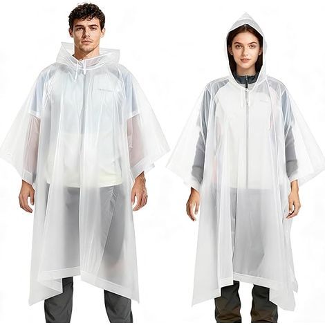 Poncho Pluie, 2 Poncho Imperméable, EVA Réutilisable, Adulte Unisexe, Camping, Voyage, Activités de Plein Air, Taille Unique (1/5)