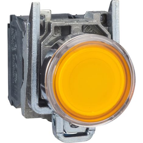 Pulsante luminoso giallo Ø22 - filoghiera ad impulso - 240V - 1NO+1NC - XB4BW35M5